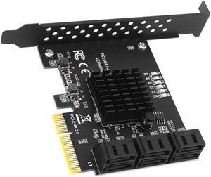 PCIe 4x to SATA Card 6 Ports, 6 Gbps SATA 3.0 PCI-e Card,PCI Express to SATA Controller Expansion Card, SATAIII Non-Raid,with Full Profile & Low Profile Bracket (ASMedia ASM1166 Chipset)