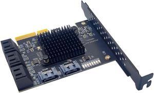 8 Port SATA PCIe Card, 6 Gbps SATA 3.0 to PCI-e X4 Card,PCI Express to SATA Controller Expansion Card, SATAIII Non-Raid,with Full Profile & Low Profile Bracket (ASMedia ASM1166 Chipset)