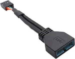 Motherboard USB 2.0 9Pin to USB 3.0 20pin Adapter Coverter Cable - USB 2.0 9pin Female to USB 3.0 20pin Male- Black