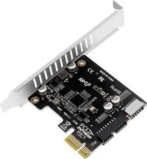 PCIe to USB 3.2 5Gbps Type-E A Key & USB 3.0 20Pin Motherboard Header Expansion Card for Front Panel ,PCIe Express to USB Internal Connector 20 Pin Adapter