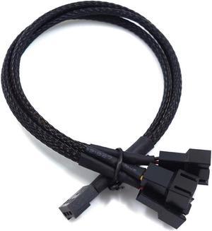Case Fan 3pin 1 to 3 Splitter Cable Hub Adpater,Motherboard 3-pin Fan Sleeved Braided Y Splitter Internal Power Extension Cable for Computer CPU/Case Fan 1x3 Converter - 10 inches