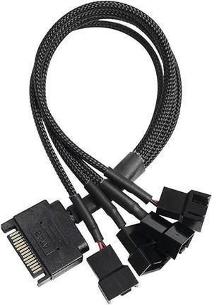 ATA to 3 Pin 4 Pin Fan Sleeved Power Splitter Cable Adapter,15Pin SATA to 4 x TX3 / TX4 (PWM) 12V PC Case Fan Cooler Y Splitter Power Extension Cord - 10 Inch,Black