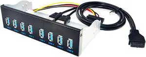 8 Ports USB 3.0 Hub 5.25" Front Panel Internal CD-ROM Bay Bracket, 8 x USB 3.0 Type A Female to Motherboard USB 20 pin Hub Splitter Adapter,USB 20pin to 8 USB 3.0 Splitter