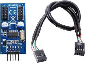 Motherboard USB 2.0 9pin Header 1 to 2 Extension Hub Splitter Adapter - Converter MB USB 2.0 Male to 2 Male - 30CM USB 9-pin Internal Cable