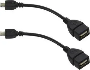 2 Pack USB 2.0 OTG Cable,Micro USB to USB Adapter, On The Go Adapter Micro USB Male to USB Female for Samsung S7 S6 Edge S4 S3, LG G4,Android Devices (Black)