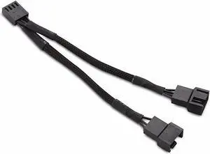Black Net Jacket Sleeved 6 inch 1 to 2 Motherboard PWM Fan 4-pin Power Splitter Hub Adapter Cable