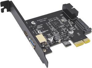PCI-e to 4 Ports USB 3.2 GEN 1 (5Gbps)(USB Type-C +USB Type A w/ Internal 19Pin USB 3.0 Dual Port) PCI Express Card, Power by 15pin SATA w/ Full-Profile & Low-Profile Bracket