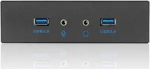 PC Case 5.25 inch front panel 2 Ports USB 3.0 USB Hub w/ HD Audio Output & Microphone,2.6ft USB 20pin to 2x USB 3.0 Splitter w/ Stereo Audio Mic