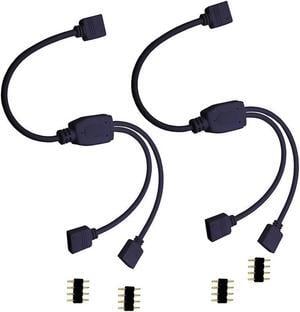 12V 4-Pin RGB 2-Way Female to x Female RBW LED Strip Splitter Cable,2 Port AURA RGB Lighting Hub w/ Gender Changer Adapter - 1 Foot