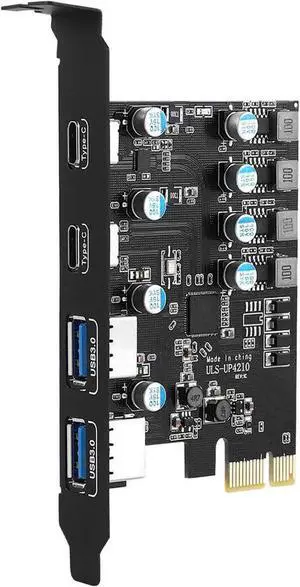 PCIe to 4 Port USB 3.0 (2X Type-C - 2X USB-A) Expansion Card,PCI Express X1 to USB 3.2 Gen1 5Gbps Hub Add on Card,Support Windows 10/8/7/XP and MAC OS 10.8.2 Above