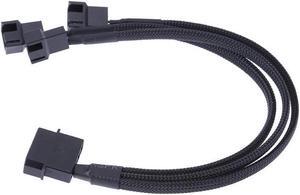 Case Fan Power Splitter Cable 1X3, Molex IDE to 3 Ports 3pin / 4 Pin PWM CPU Cooler Fanout Power Adapter Converter - 12V DC Only - 10 Inches, Sleeved Black