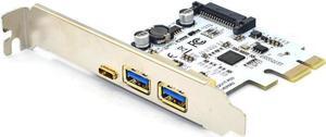 USB C PCIe Expansion Card,PCI-e Express 1X to 2 Ports USB-A & Type-C USB 3.1 5Gbps Desktop PC Case Add On Card Hub w/ Full-profile PCI Slot Cover
