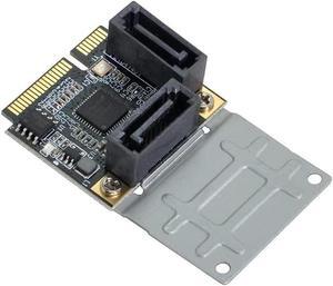Mini PCIe to 2 Ports SATA III Adapter Converter,Low Profile Dual SATA Mini PCI Express Half Size Extension Controller Card for SATA 3.0 Hard Drive, 6Gpbs SSD,DVD ROM- with Full Size Bracket