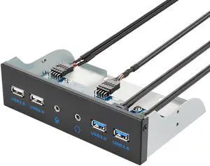 5.25 Inch Front Panel 4 Ports USB Hub w/ HD Audio Output Port & Microphone Input,2 Port USB 3.0 & 2 Ports USB 2.0 Hub w/ Stereo Audio Mic 5.25" CD-ROM Bay Bracket