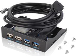 PC Case 3.5 inch front panel 4 Ports USB Hub,2 Ports USB 3.0 & 2 Ports USB 2.0,2ft USB Type A Female to motherboard Adapter Cable