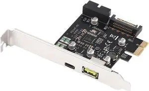 PCIe Express Card to USB 3.0 Type-C w/ 2.4A Quick Charging and 19Pin USB 3.0 Dual,Port Power by 15pin SATA