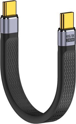 Vszerda FPC USB 4.0 Cable,USB C to USB C Flexible Cable Support Thunderbolt 4/3,240W PD 3.1 Charging,8K Display,40Gbps Data Transfer for External SSD, EGPU,Docking,MacBook,Pad, Phone -5.11 Inch,Black