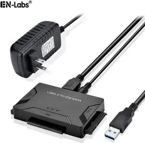 IDE/SATA to USB 3.0 Converter - SATA to IDE/SATA Adapter Combo w/ 12V2A Power Adapter for 2.5"/3.5"SATA /IDE/SSD Hard Drive Disks, Supports 6TB