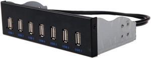 PC Case 5.25 inch front panel 7 Ports USB 2.0 USB Hub w/ SATA 15pin Power Connecor(USB 2.0 9pin Connector & 2ft Adapter Cable)