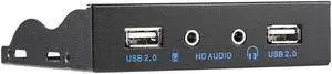 USB 2.0 Desktop PC Case 3.5" Front Panel Audio, USB 9 Pin to 2 Ports USB 2.0 Female Splitter Hub Floppy Bay Panel w/ HD Stereo Audio & Microphone - 2 Feet 9Pin Cable, Black
