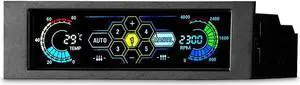5.25 Touchscreen LCD 5 Way Fan Speed Controller-PC Computer Cooling Temperature Controller Front Pane w/ Temperature Monitor, RPM Display,Speed Control and Fan Fail Alarm Feature