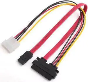 50CM 22 Pin SATA III 6Gbps Data & Power to SATA 7pin Data & Molex 4pin Combo Cable(SATA22Pin TO data+Power) -Red