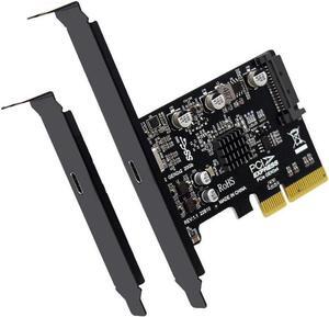 USB C 20Gbps PCIe 3.0 Card,PCI Express x4 to USB 3.2 Gen2X2 Type-C Expansion Card with Full-Profile & Low-Profile Bracket,USB 3.2 20Gb/s to PCIe Add On Card Adapter - SATA Powered