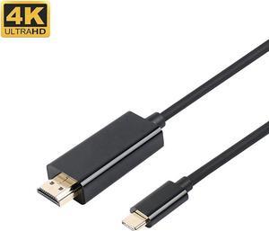 USB Type C to HDMI 4K Cable, Thunderbolt 3 compatible, DP Alt Mode, Male to Male, for MacBook/ MacBook Pro/ Chromebook Pixel/ Yoga 910/ XPS 13, 6 feet /Black