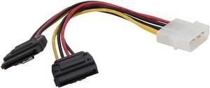 Vszerda  6 inch Molex 4-pin Male to 2 x SATA Power 15-pin Female with latch locking Y Splitter Adpater Converter Cable