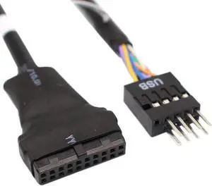 Motherboard USB 3.0 20Pin to USB 2.0 9Pin USB2.0 Adapter Converter Cable - USB 3.0 20pin Female to USB 2.0 9pin Male - Black 4 inches cable length
