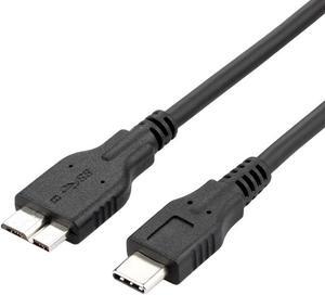 USB 3.0 USB-C to Micro B USB Charge & Data Sync Cable Compatible for Samsung Galaxy S5/ Note 3, WD External Hard Drive - 3.3FT - Black