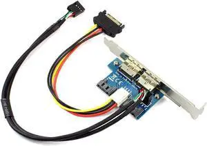 Desktop 2 Ports SATA to Power eSATA eSATAp 9Pin to USB 2.0 Converter Power by SATA 15pin w/full Profile Bracket Expansion Card