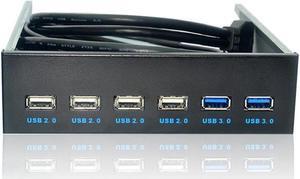 PC Case 5.25 inch front panel 6 Ports USB Hub,2 Ports USB 3.0 & 4 Ports USB 2.0,2.6ft USB Type A Female to motherboard Adapter Cable