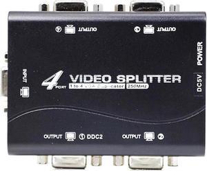 1X4 VGA Splitter 1 In 4 Out,4 Ports 250MHz VGA Splitter HUB Support 1920x1440@60Hz Resolution