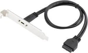1.64FT Motherboard USB 20pin to USB 3.1 Type-C Female Adapter w/ PCI Slot Cover Bracket,w/ 5Gbps Data Transfer Speed - Black