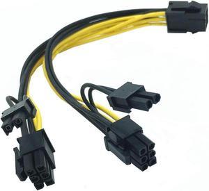 PCIe Power Splitter Cable, Video Card Dual 8 Pin to PSU 6-pin Power Adapter Cord,GPU PCI Express Card 6pin to 2 x 8pin(6+2) Internal Power Cable for Ethereum Mining - 8 Inches