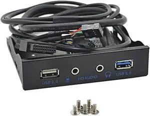 USB 3.0 + USB 2.0 2-Port 3.5 Inch Metal Front Panel Hub w/ HD Audio Output Port & Microphone Input,USB 20-pin & 10-pin to USB Type-A Femal Adapter Cable w/ 3.5" Floppy Bay Bracket