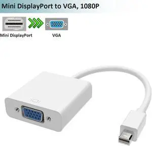 VGA 1080p Thunderbolt Mini DisplayPort to VGA Active Converter - Mini DP to VGA Adapter - 1920x1200 - MDP to VGA - White