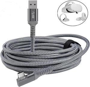 10ft /3M Nylon Braided VR Link Cable for Oculus Quest 2 and PC/Steam VR Quest VR Headset, Right-Angled 90 Degree USB A to USB C 5Gbps High Speed Data Transfer Charging Cord for Gaming PC ( A to C 3M)