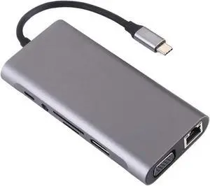USB C Hub, 11 in 1 USB C Adapter with Gigabit Ethernet Port, PD Type C Charging Port, 4K HDMI, VGA, SD TF Card Reader, 4 USB 3.0 Ports and Audio Mic Port Compatible for MacBook, ChromeBook More