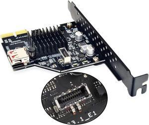 USB3.1 Gen2 Internal 20-pin Front Panel Connector Expansion Card 10 Gbit/s USB 2.0 PCI Express 3.0 X2 Adapter for Desktop PCs