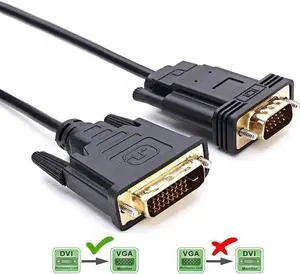 Active DVI to VGA, 6FT DVI 24+1 DVI-D M to VGA Male with Chip Active Adapter Converter Cable for PC DVD Monitor HDTV