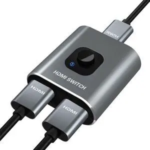 DMI Switch 4K HDMI Splitter- Aluminum Bidirectional HDMI Switcher, HDMI Switch Splitter 2 in 1 Out, Manual HDMI Hub Supports HD 4K@30hz for Blu-Ray-Player Fire Stick Xbox (Only ONE monitor)