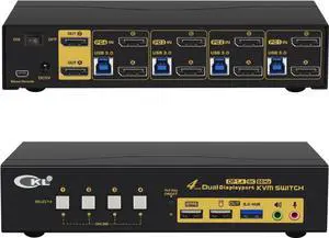 4 in 1 out DP1.4 USB3.0 KVM Switch Support Dual Monitor Extend Display 8K 30Hz 4K 120HZ 144Hz, Kevboard Video Mouse Peripherals Switcher for 4 Computers