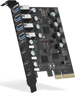 PCIE USB 3.2 Gen 2 Card 8 Ports(4X USB C - 4X USB A), PCI Expree to USB Expansion Card Super Speed 10Gbps PCI-e USB3.2 Hub Controller Adapter for Windows 11/10/8/7/XP/Vista