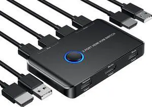 KVM Switch, Giimake KVM Switch HDMI,USB KVM Switch for 2 Computers Sharing One HD Monitor and Keyboard Mouse, Support 4K@60Hz,2 HDMI Cables and 2 USB Cables Included