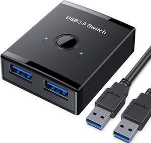 USB 3.0 Switch Selector, Bi-Directional USB Switch 2 in 1 Out / 1 in 2 Out, USB Switcher Adapter for Keyboard Mouse Scanner Printer, USB KVM Switch Compatible with Mac/Windows/Linux
