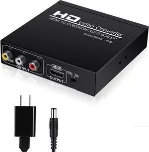 HDMI to RCA and HDMI Converter,HDMI to AV 3RCA and HDMI Adapter Support 1080P, PAL, NTSC for HD TV and Older TV