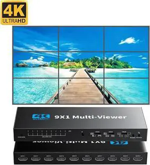 4K HDMI Multiviewer Switch 9x1, HDMI Nine Seamless Switcher/Screen Divider 9 in 1 Out with IR Remote Control, Support 4K, 1080P, HDCP 1.4 and 10 Display Modes for Security Camera, PS4, Laptop