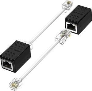 Vszerda RJ45 Female to RJ11 Male Adapter (2 Pack) Ethernet to Phone Line RJ45 8P8C Female to RJ11 6P4C Male Converter Adapter Cable